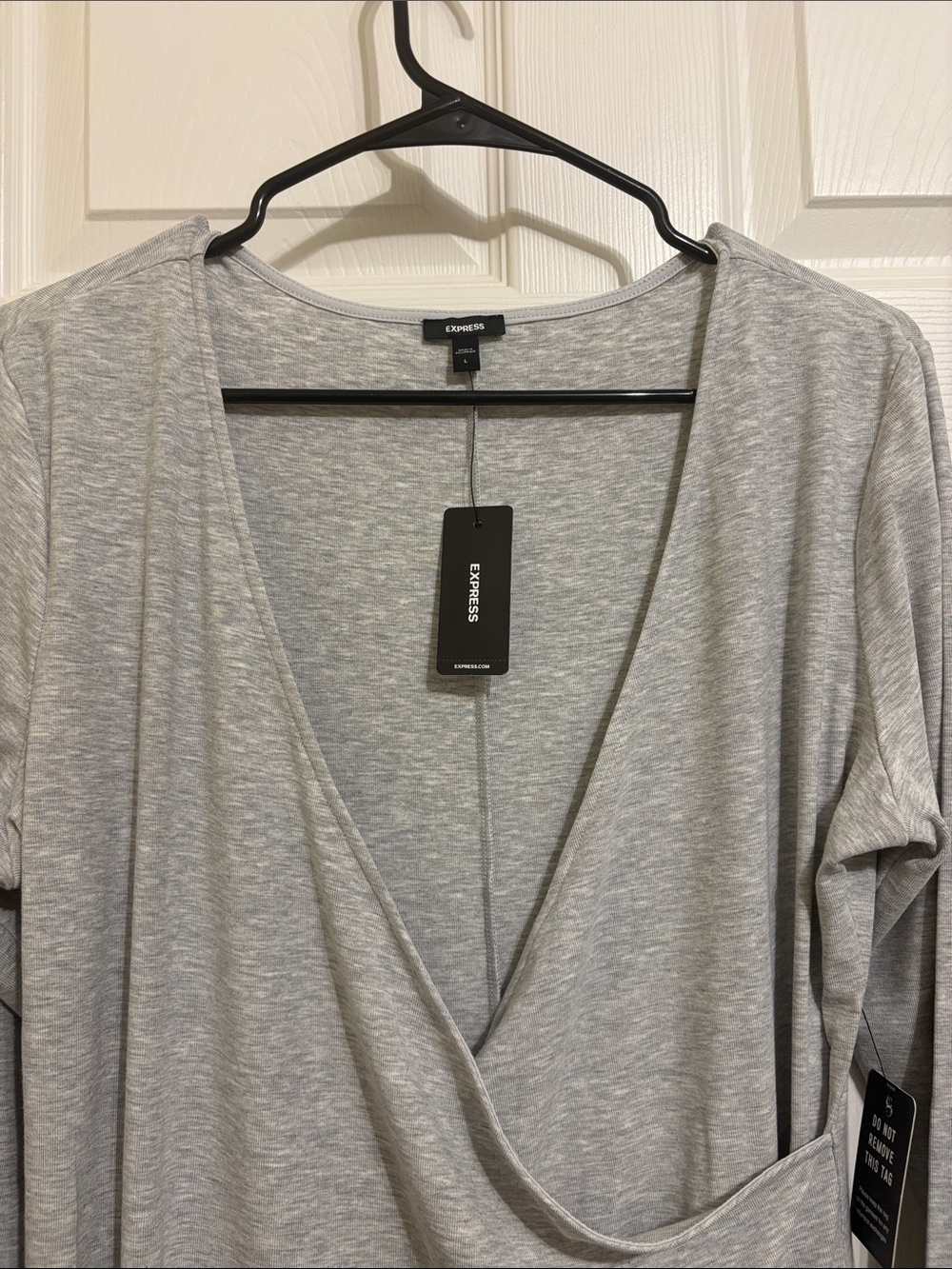 Express Light Gray Wrap-Style Maxi Dress‎